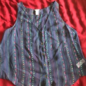 Blue printed crop top